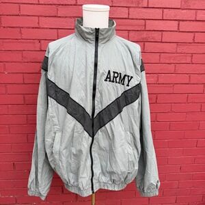 Vtg Skilcraft US Army Physical Fitness Jacket Full Zip Gray Black Mens‎ Size XXL